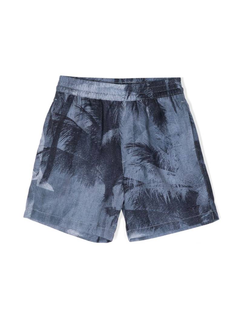 Emporio Armani Kids palm tree-print shorts - Blue von Emporio Armani Kids