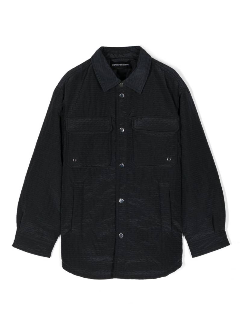 Emporio Armani Kids panelled seersucker shirt jacket - Black von Emporio Armani Kids