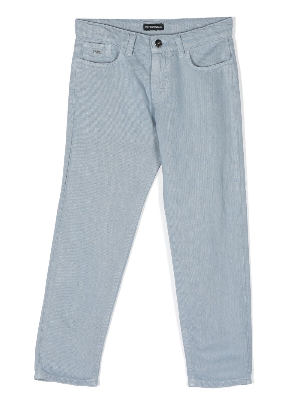 Emporio Armani Kids raised-logo denim trousers - Blue von Emporio Armani Kids