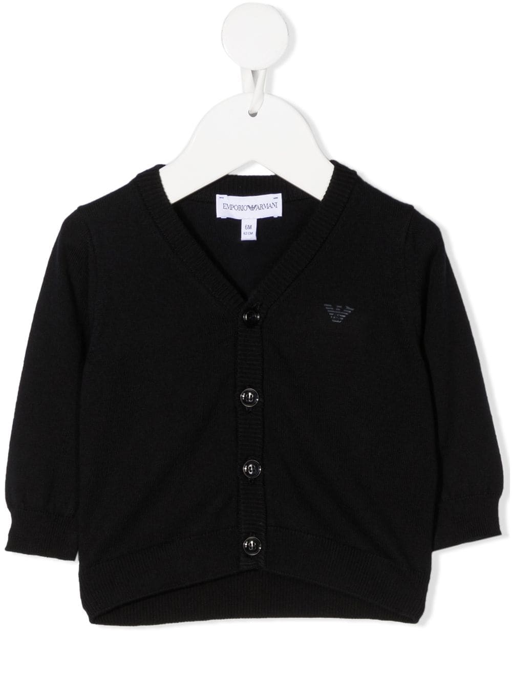 Emporio Armani Kids raised logo rib-trimmed cardigan - Blue von Emporio Armani Kids