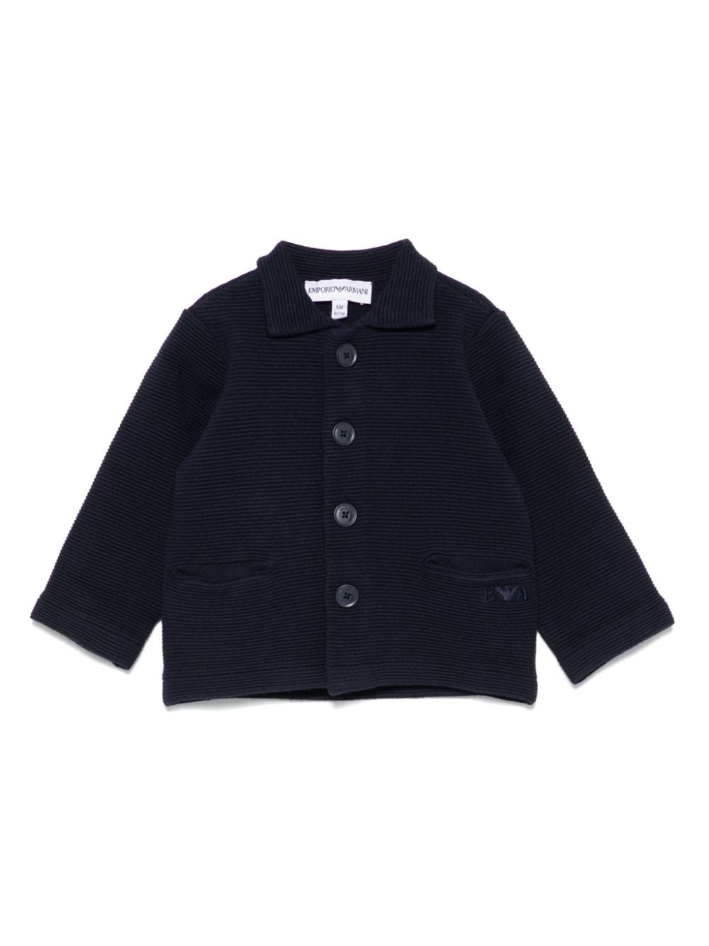 Emporio Armani Kids ribbed-knit cardigan - Blue von Emporio Armani Kids