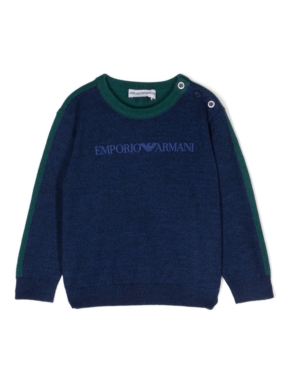 Emporio Armani Kids rubberised-logo virgin-wool blend jumper - Blue von Emporio Armani Kids