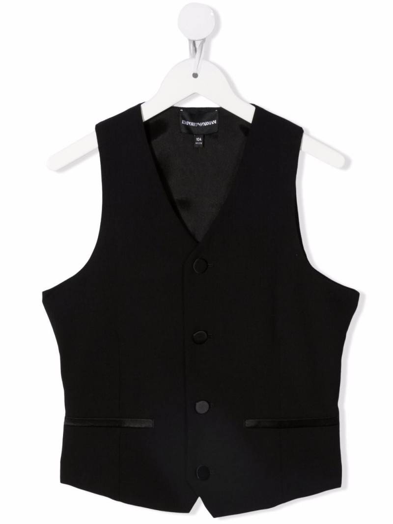 Emporio Armani Kids satin-trim single-breasted waistcoat - Black von Emporio Armani Kids