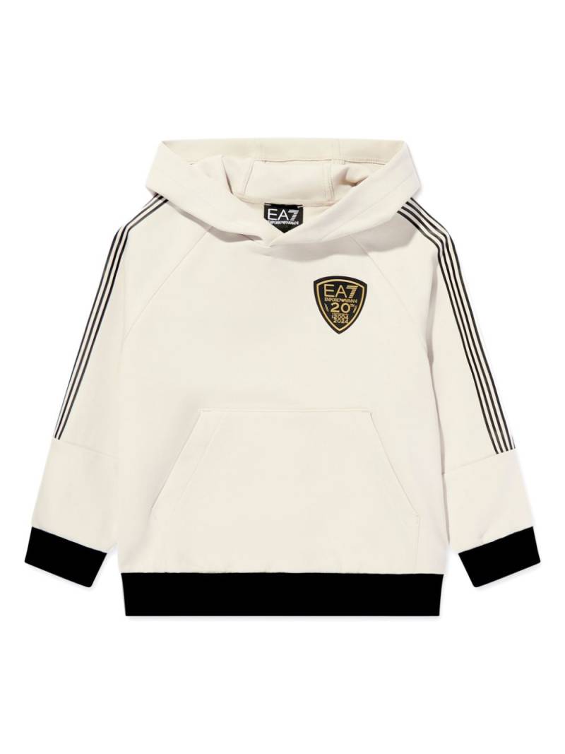 Emporio Armani Kids side-stripe logo-appliqué hoodie - Neutrals von Emporio Armani Kids