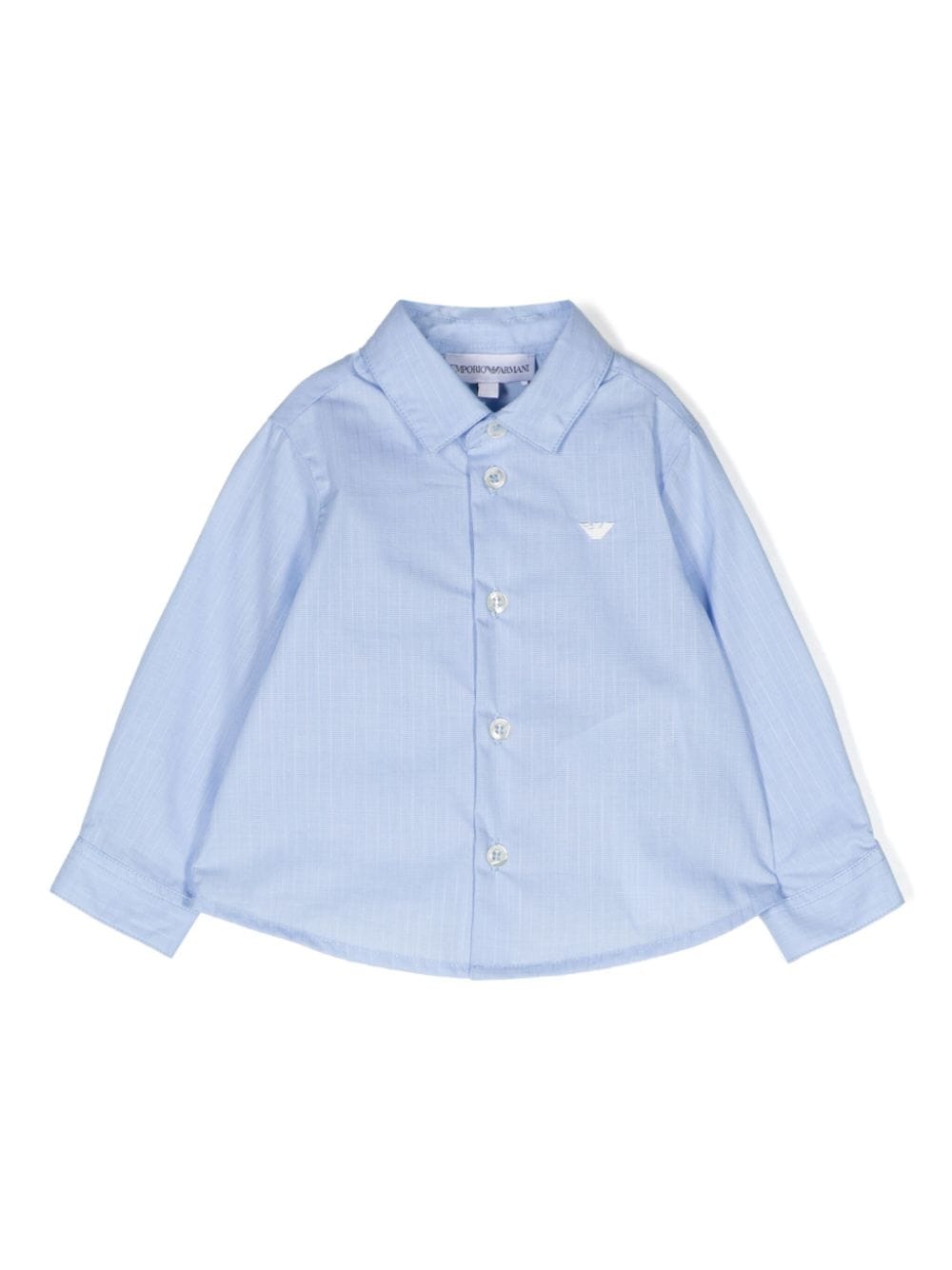 Emporio Armani Kids stripe-embroidered cotton shirt - Blue von Emporio Armani Kids