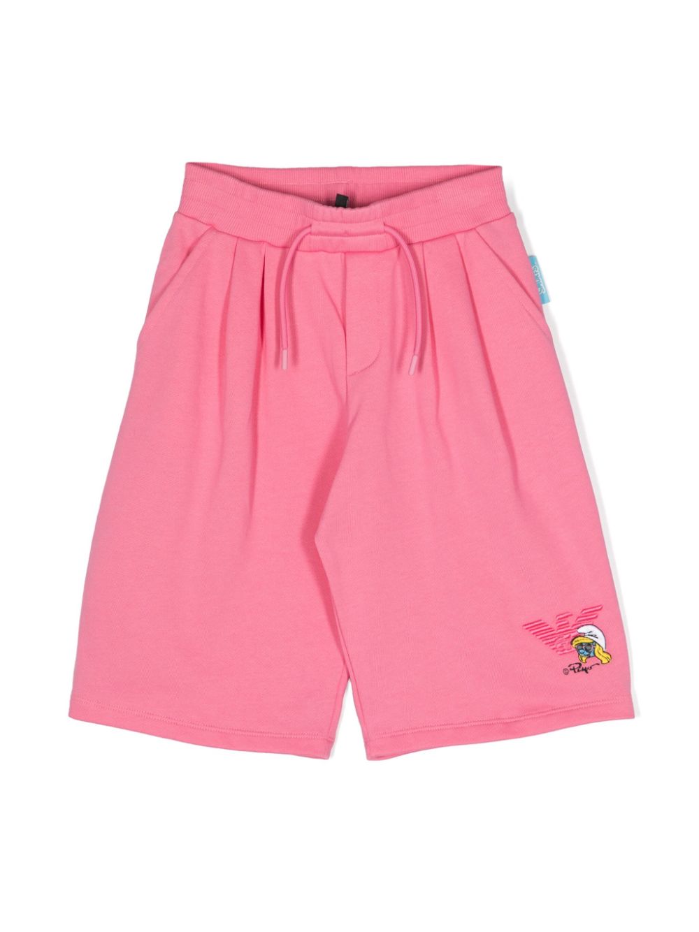 Emporio Armani Kids x The Smurfs logo-appliqué cotton shorts - Pink von Emporio Armani Kids