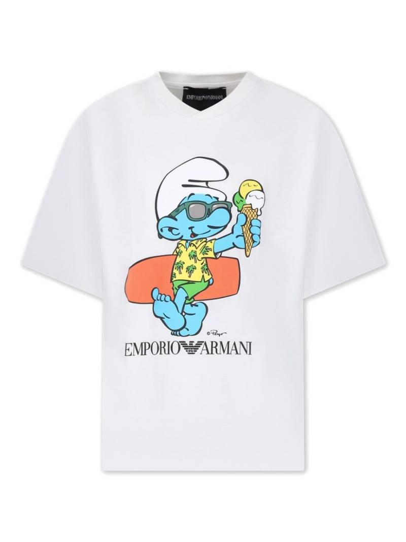 Emporio Armani Kids xThe Smurfs logo-print T-shirt - White von Emporio Armani Kids