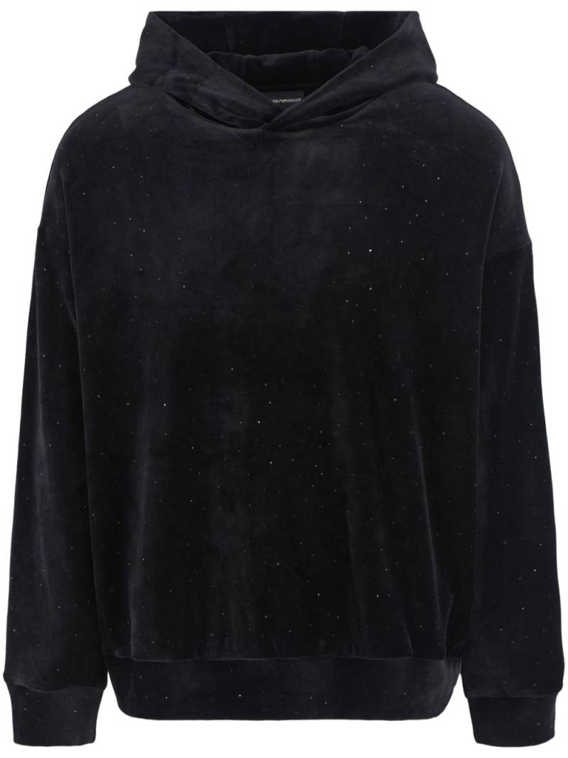 Emporio Armani Clubwear rhinestone-embellished double-jersey hoodie - Black von Emporio Armani