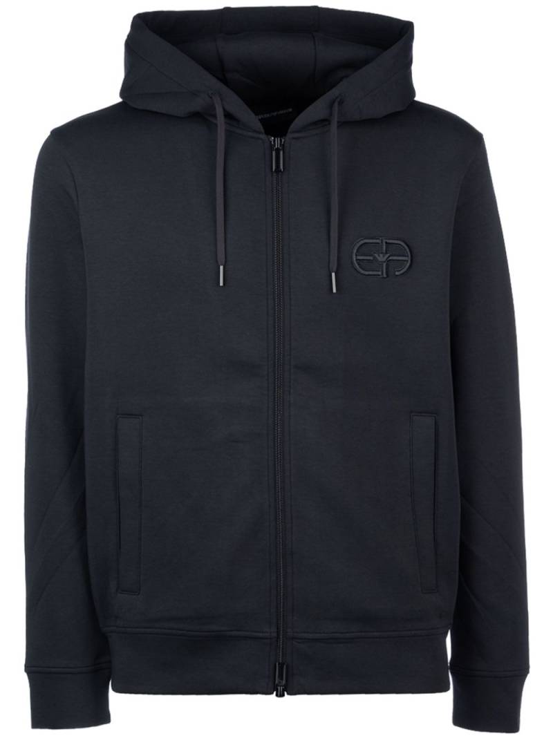 Emporio Armani zipped logo embroidered hoodie - Blue von Emporio Armani