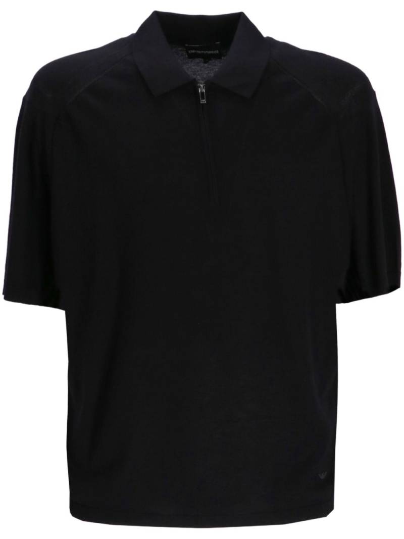 Emporio Armani Front-zipped polo shirt - Black von Emporio Armani