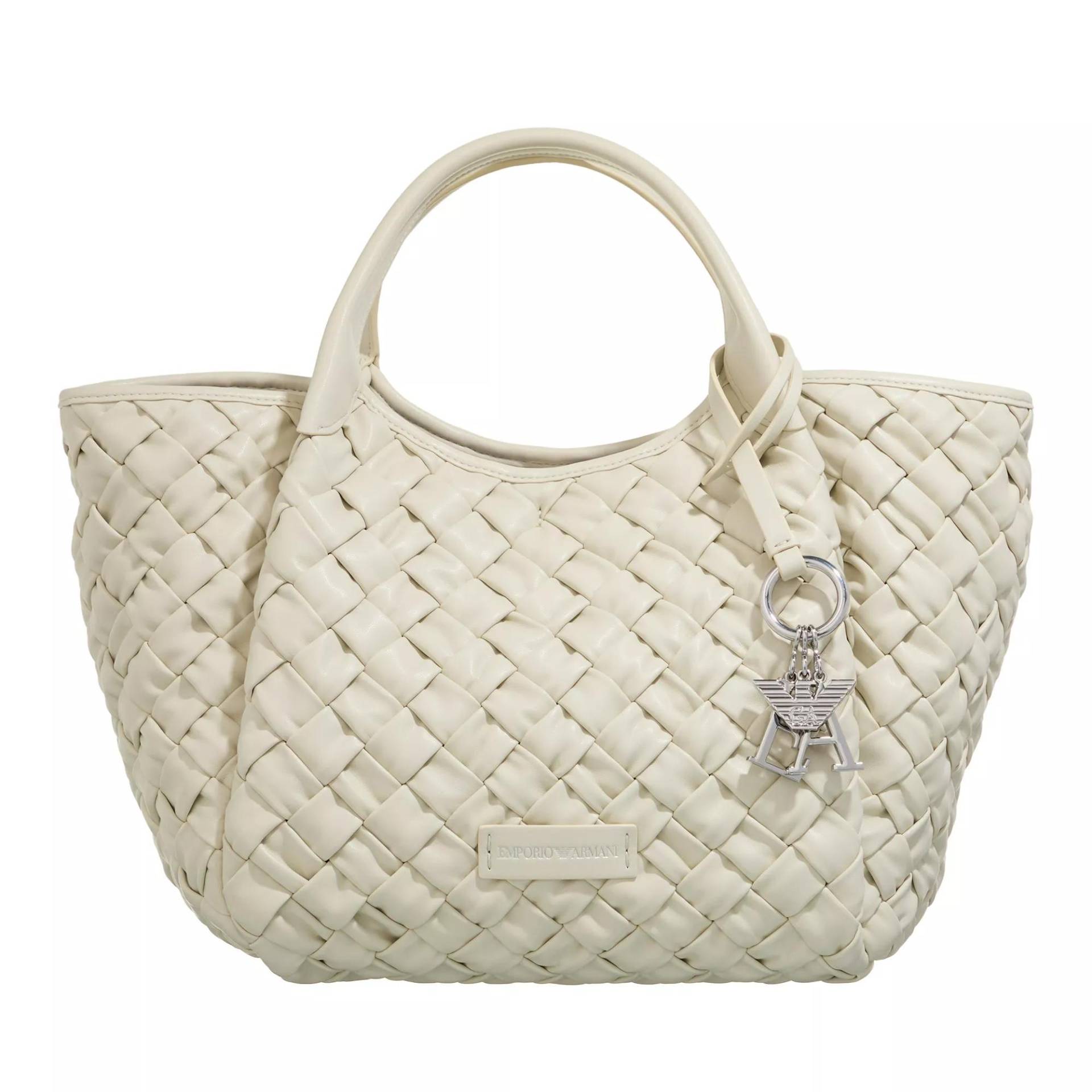 Emporio Armani Schultertasche - Shopping M Simil Nappa Intrecc - Gr. unisize - in Creme - für Damen von Emporio Armani