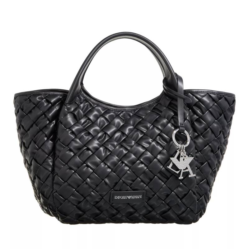 Emporio Armani Schultertasche - Shopping M Simil Nappa Intrecc - Gr. unisize - in Schwarz - für Damen von Emporio Armani