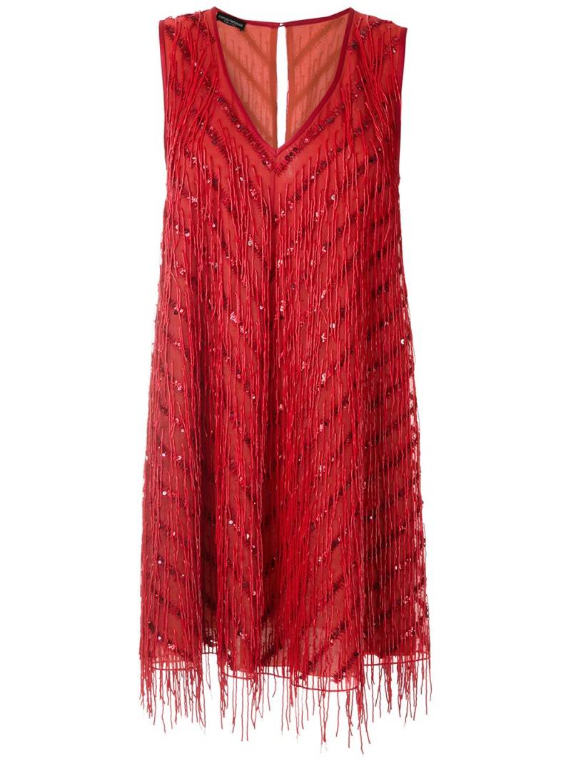 Emporio Armani fringed shift silk dress - Red von Emporio Armani