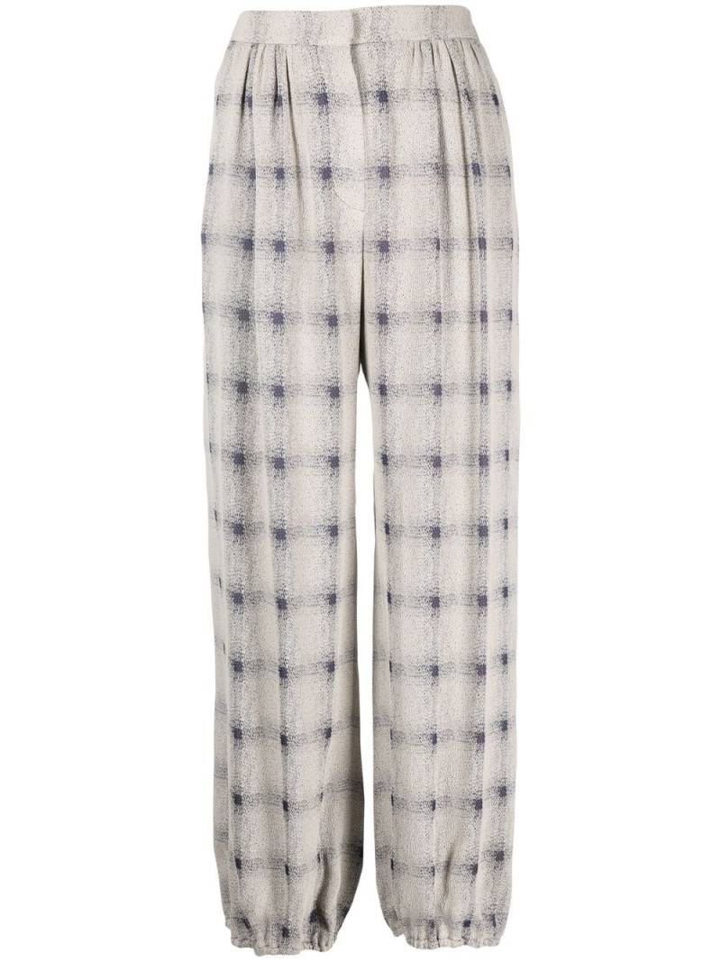 Emporio Armani abstract-check print trousers - Neutrals von Emporio Armani