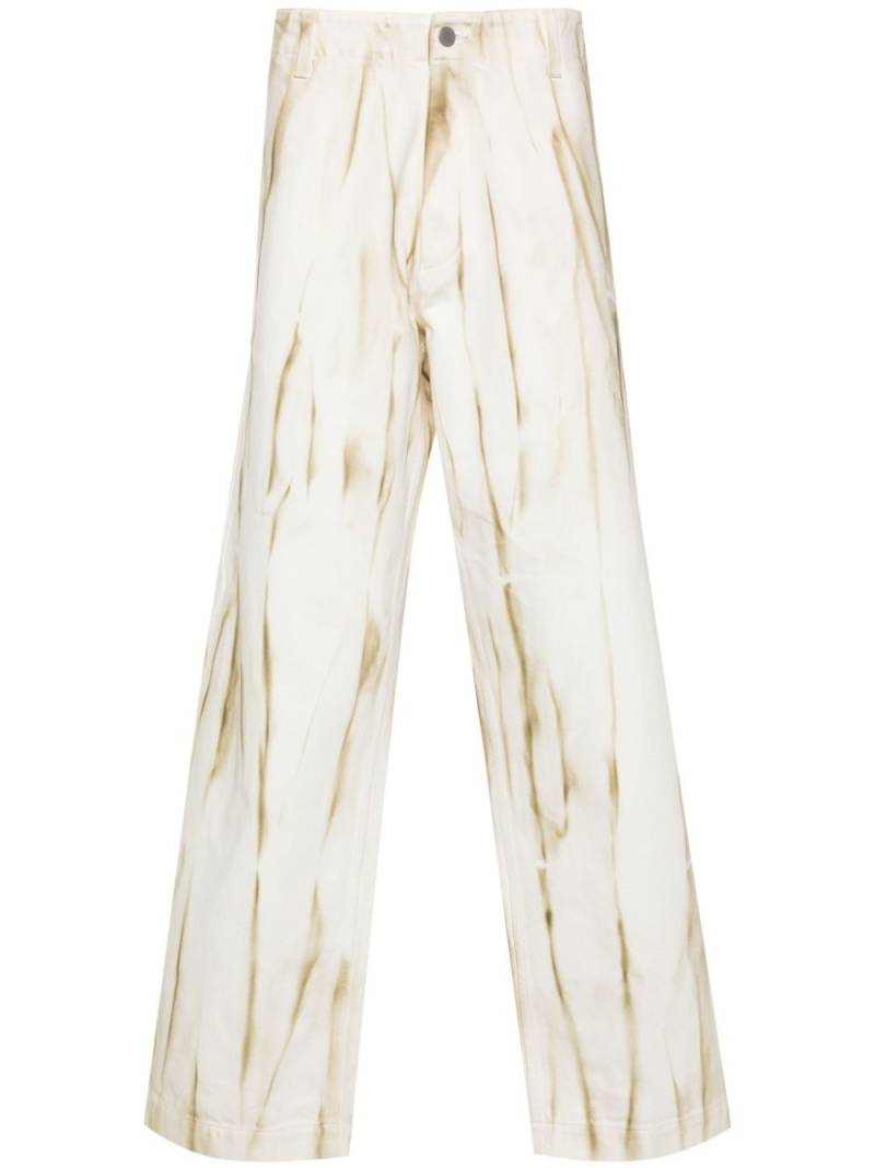 Emporio Armani abstract-print cotton jeans - Neutrals von Emporio Armani