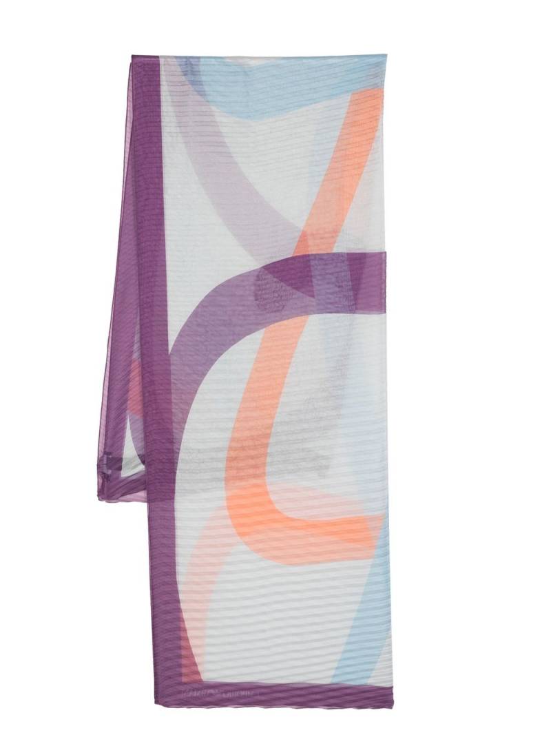 Emporio Armani abstract-print pleated long scarf - Neutrals von Emporio Armani