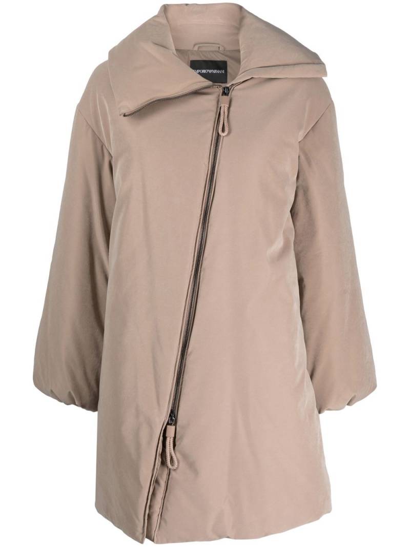 Emporio Armani asymmetric zip-fastening coat - Neutrals von Emporio Armani