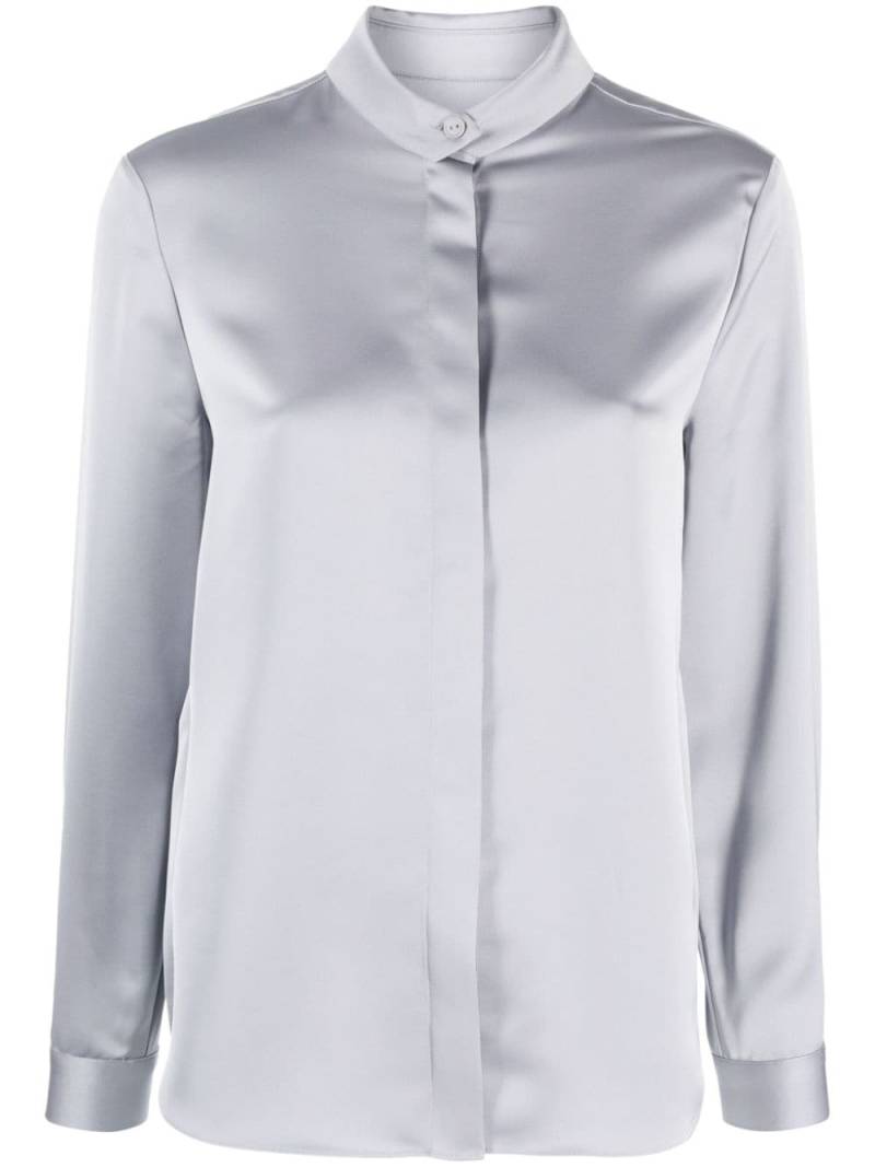 Emporio Armani band-collar satin shirt - Grey von Emporio Armani