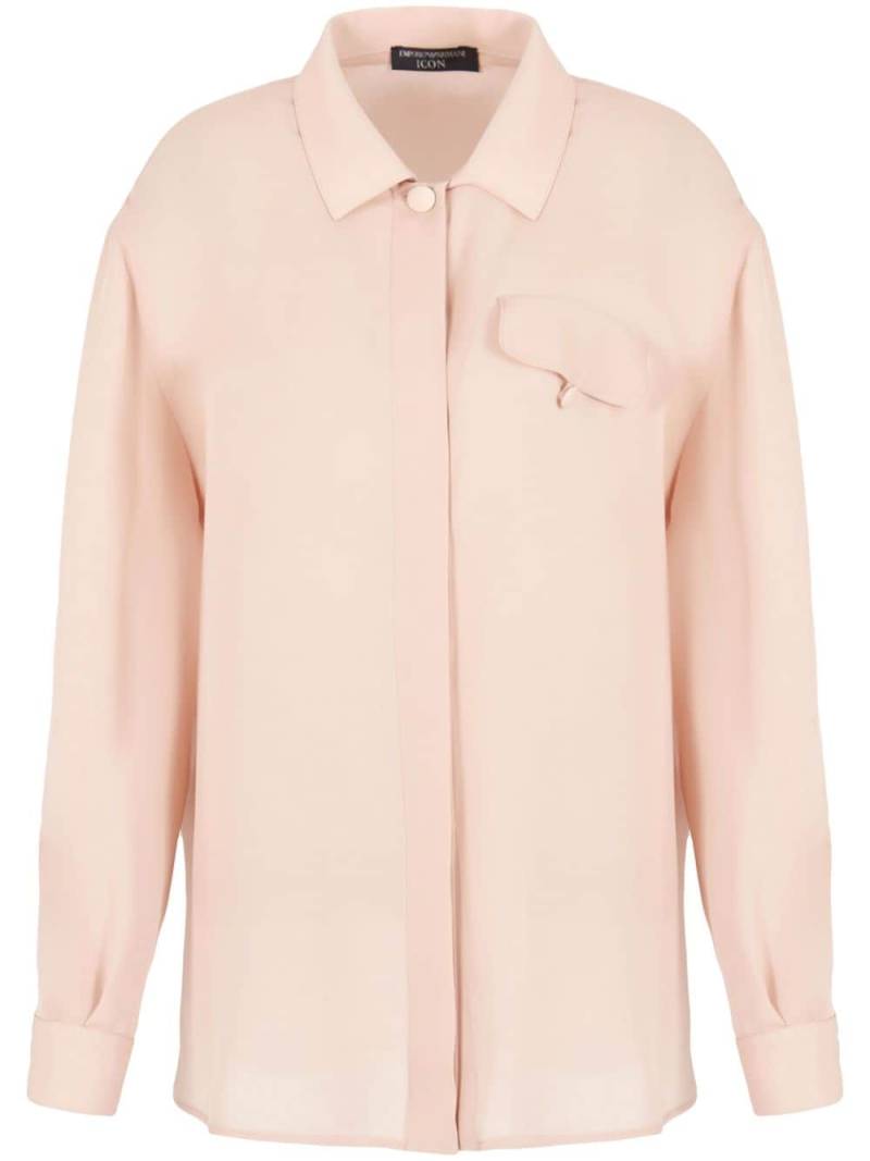 Emporio Armani buttoned-pocket silk shirt - Neutrals von Emporio Armani