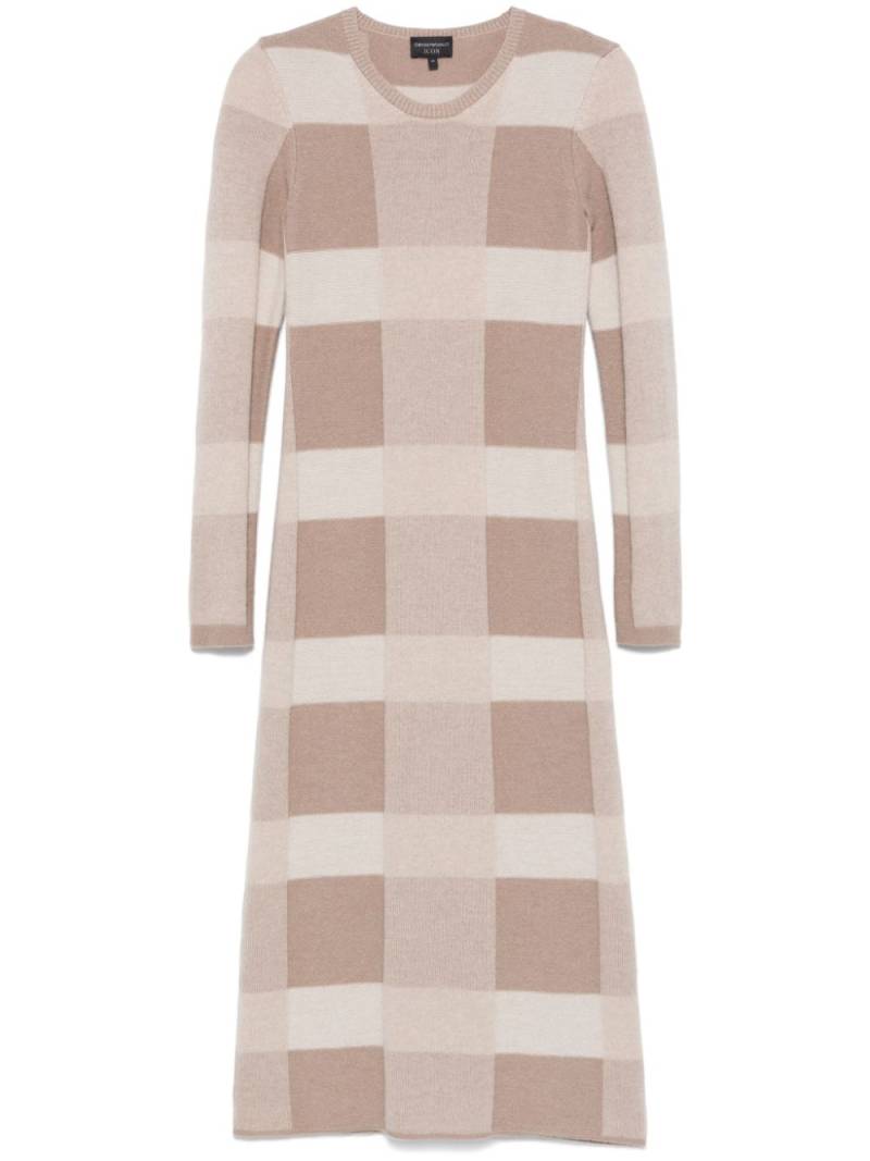 Emporio Armani checked midi dress - Neutrals von Emporio Armani