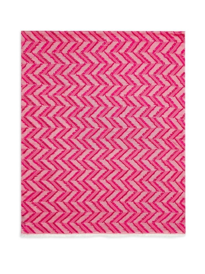 Emporio Armani chevron-pattern fringed stole - Pink von Emporio Armani