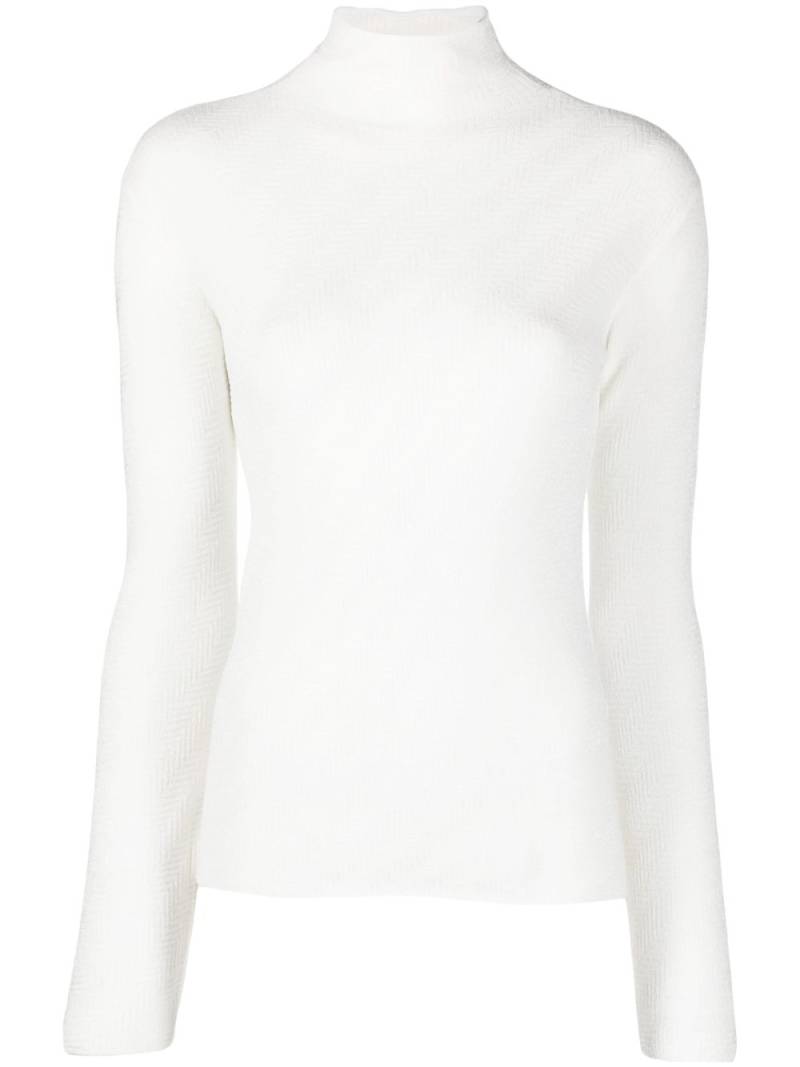 Emporio Armani chevron-pattern high-neck jumper - White von Emporio Armani