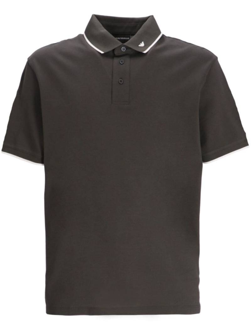 Emporio Armani contrast-trim cotton polo shirt - Brown von Emporio Armani