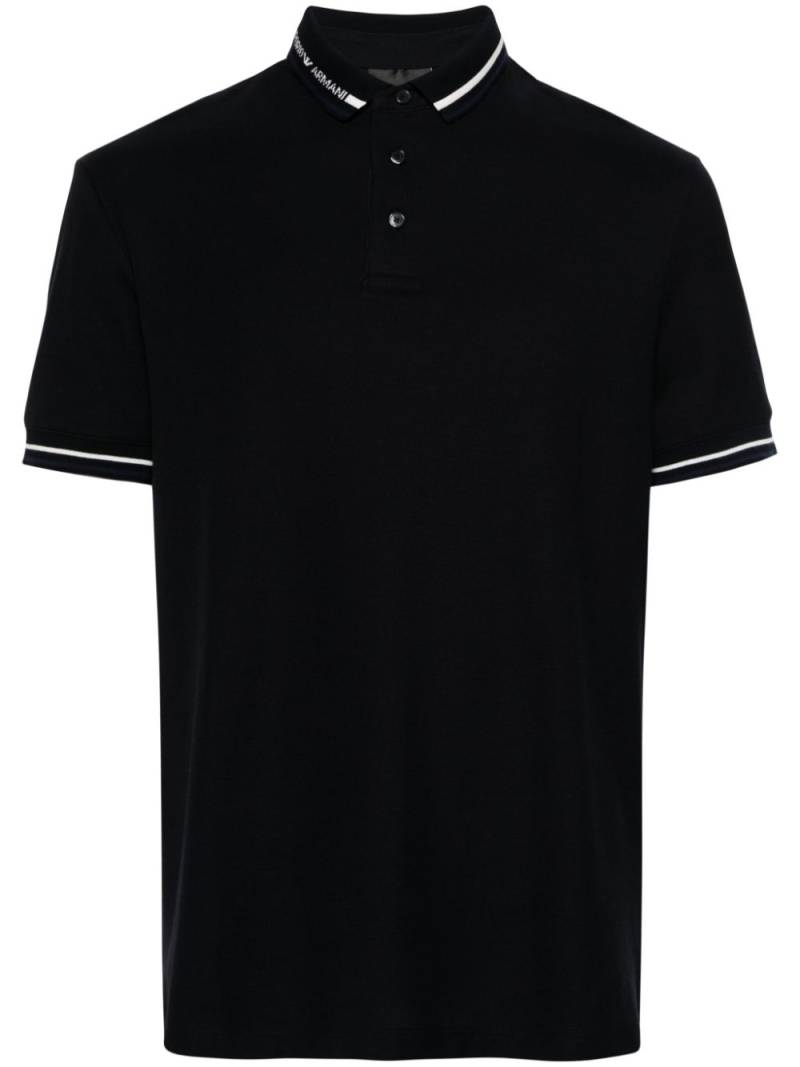 Emporio Armani contrasting-trim cotton polo shirt - Blue von Emporio Armani