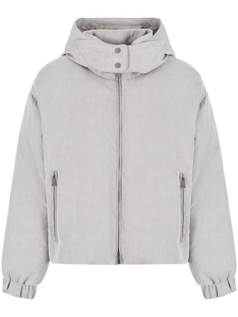 Emporio Armani corduroy hooded puffer jacket - Grey von Emporio Armani