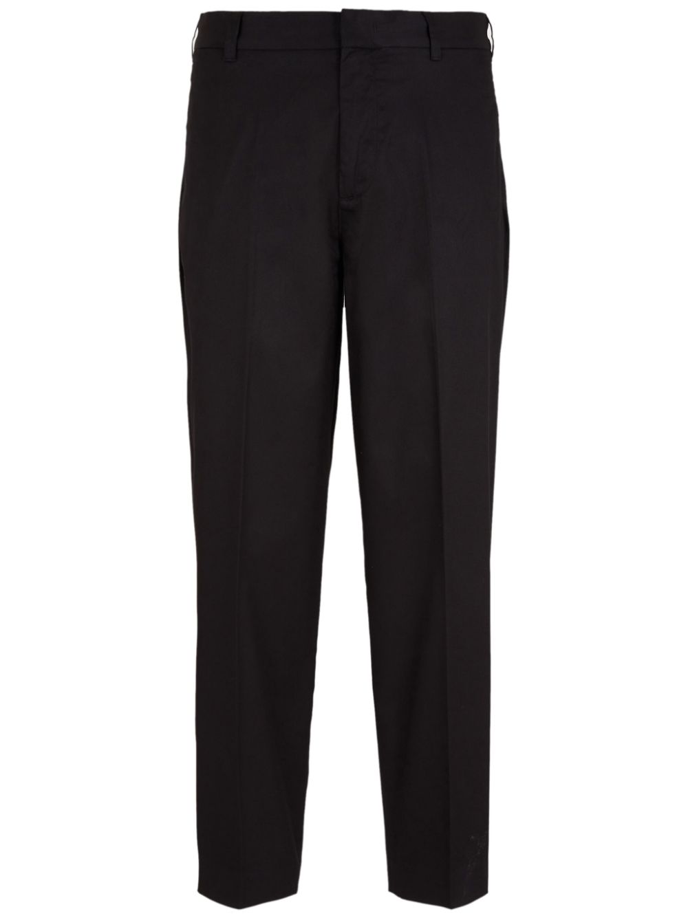 Emporio Armani cotton-blend tapered trousers - Black von Emporio Armani