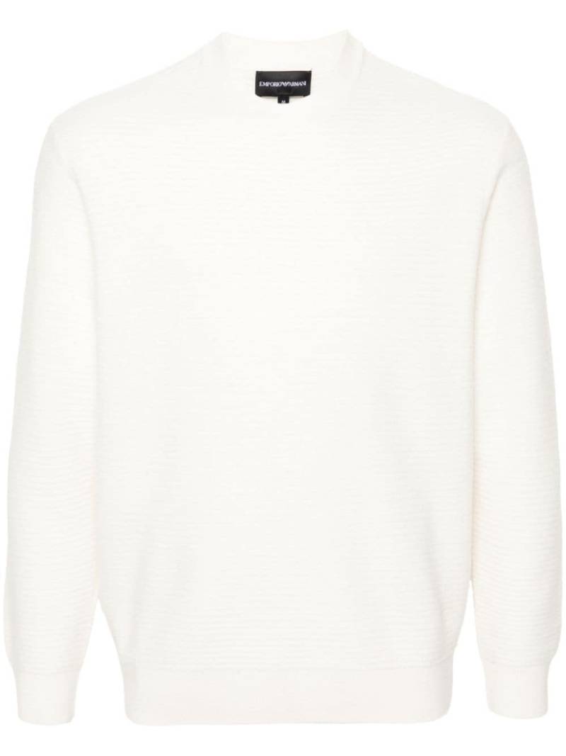 Emporio Armani crew-neck virgin wool jumper - White von Emporio Armani