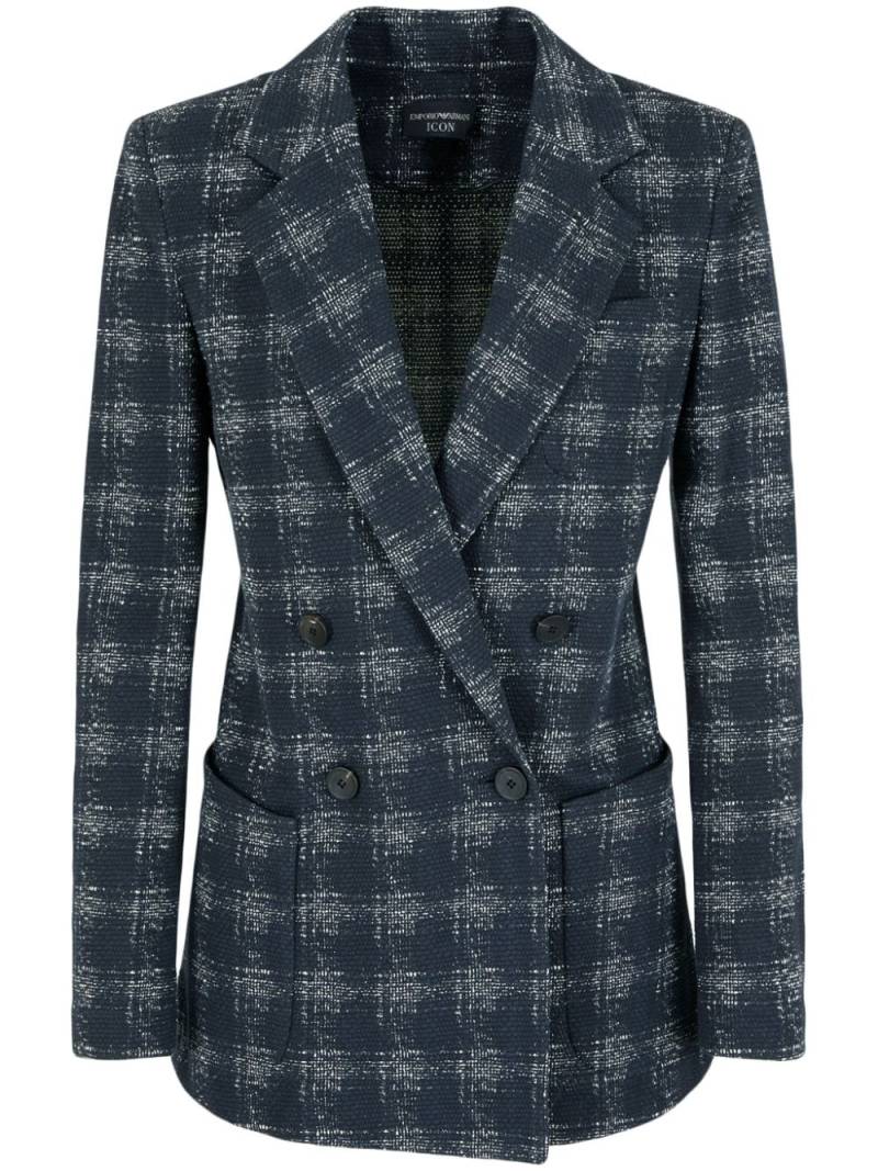 Emporio Armani double-breasted cotton-blend blazer - Blue von Emporio Armani