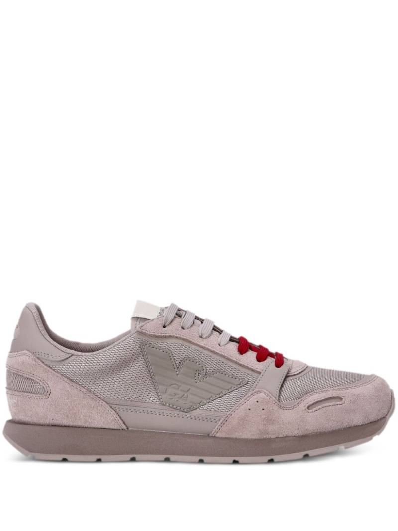 Emporio Armani eagle-patch suede-panelled sneakers - Neutrals von Emporio Armani