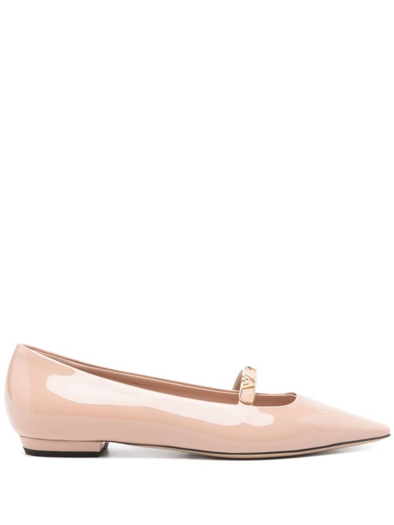 Emporio Armani eagle-plate leather ballerina shoes - Pink von Emporio Armani