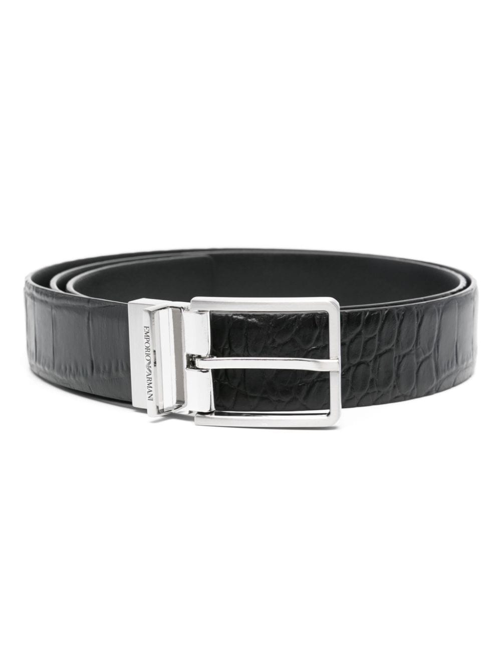 Emporio Armani embossed-crocodile leather belt - Black von Emporio Armani