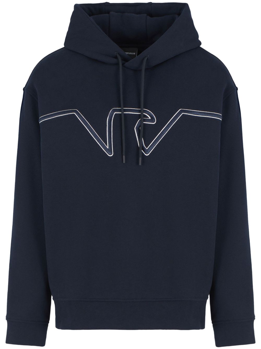 Emporio Armani embossed-logo jersey hoodie - Blue von Emporio Armani