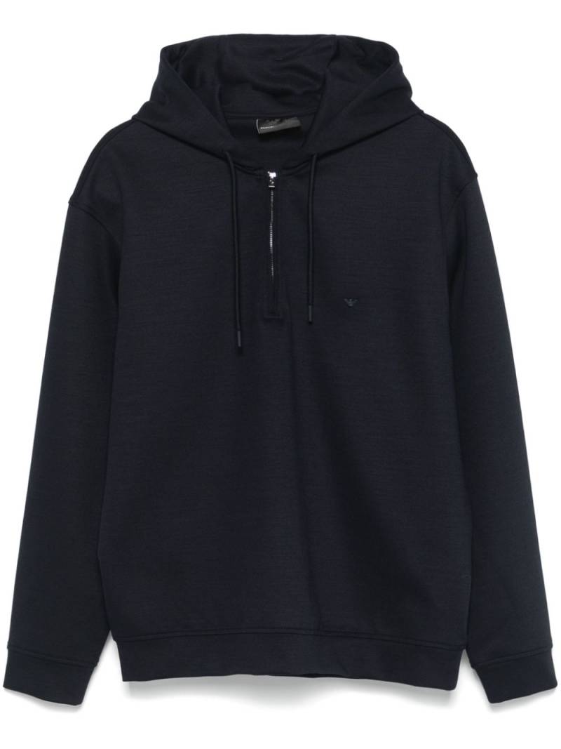 Emporio Armani embroidered-logo hoodie - Blue von Emporio Armani