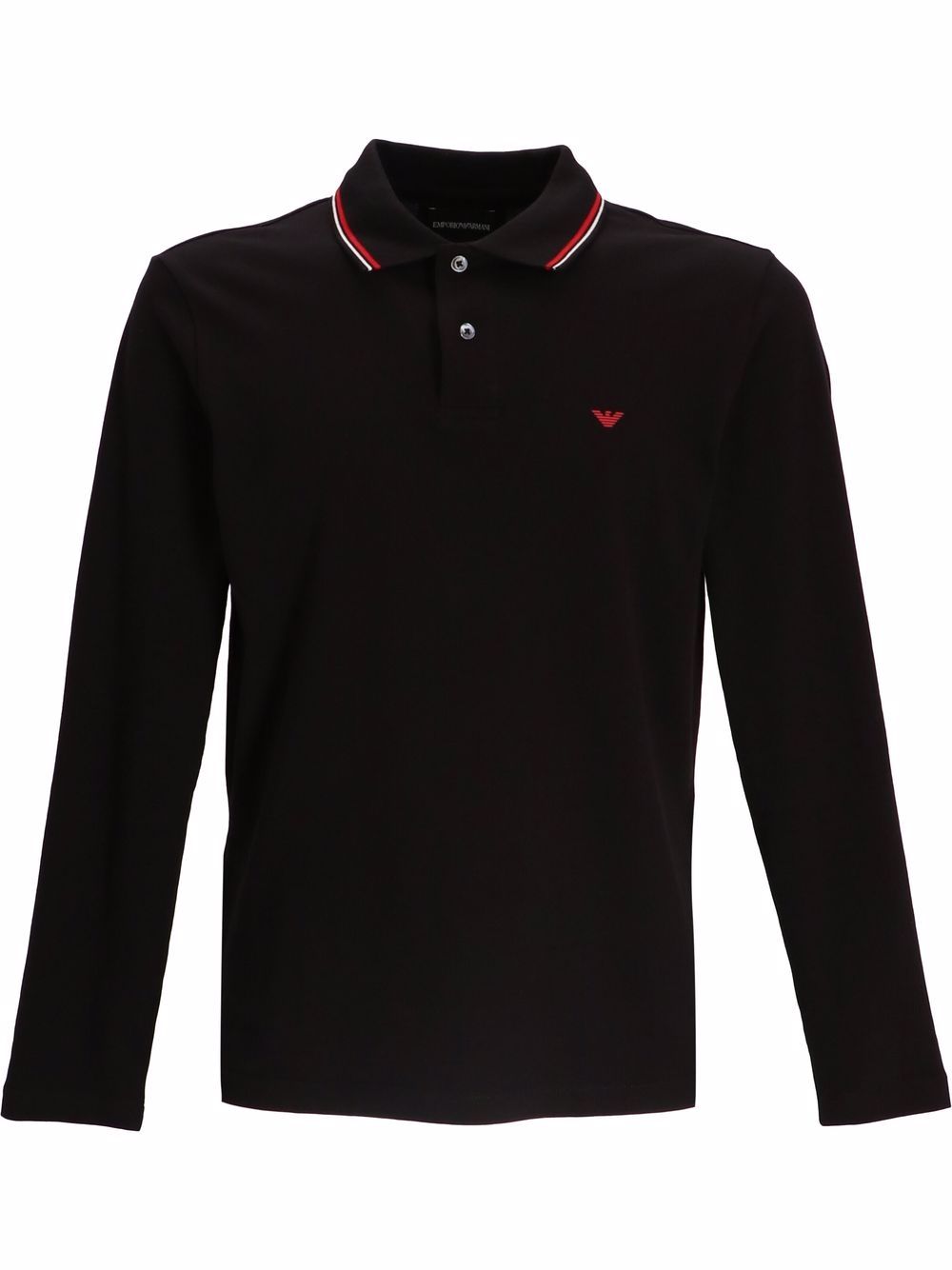 Emporio Armani embroidered-logo long-sleeved polo shirt - Black von Emporio Armani