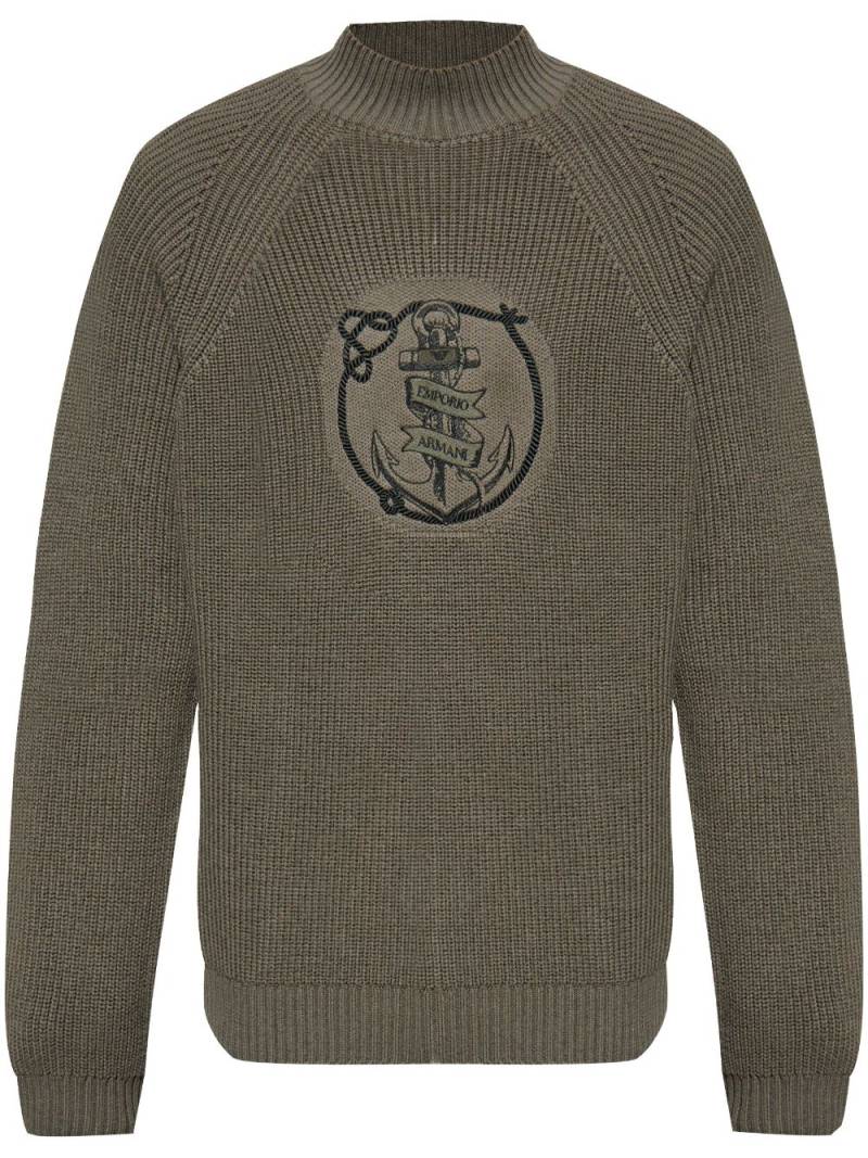 Emporio Armani embroidered-logo sweatshirt - Green von Emporio Armani