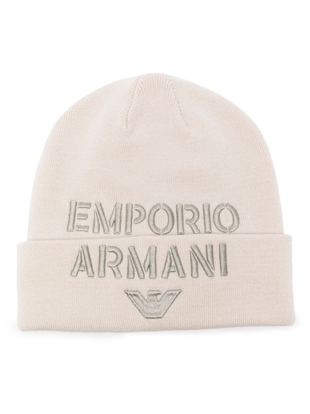 Emporio Armani fine-knit logo-embroidered beanie - Neutrals von Emporio Armani