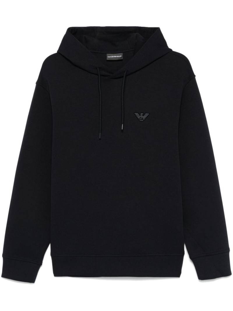 Emporio Armani flocked-logo hoodie - Blue von Emporio Armani