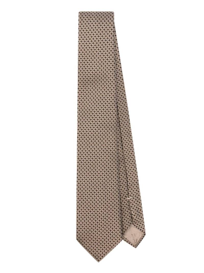 Emporio Armani geometric-pattern silk tie - Neutrals von Emporio Armani