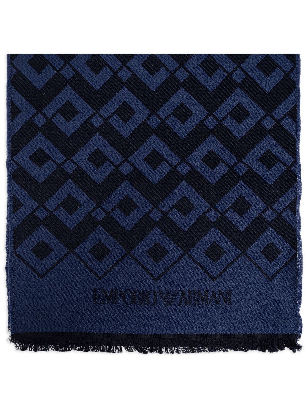 Emporio Armani geometric-print fringed scarf - Black von Emporio Armani