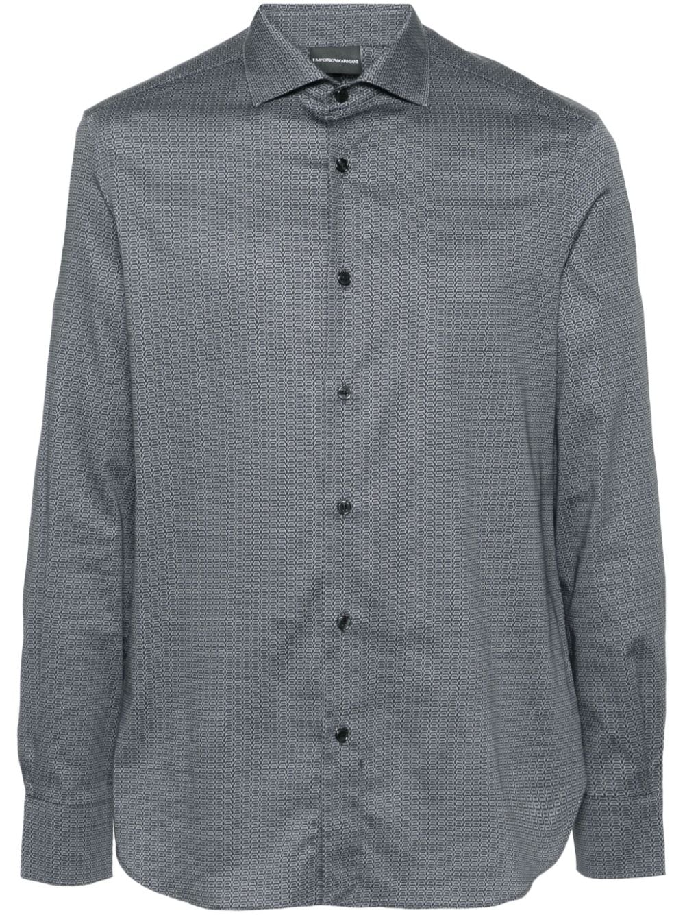 Emporio Armani geometric-print poplin shirt - Blue von Emporio Armani