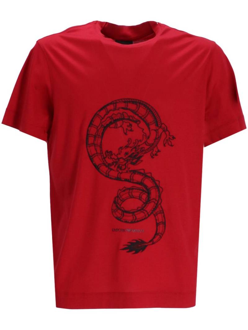 Emporio Armani graphic-print crew-neck T-shirt - Red von Emporio Armani