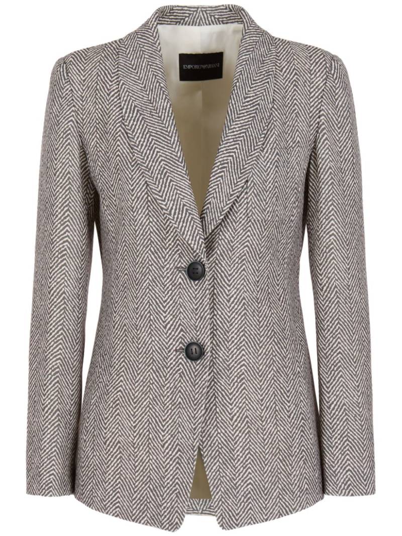 Emporio Armani herringbone single-breasted blazer - Grey von Emporio Armani