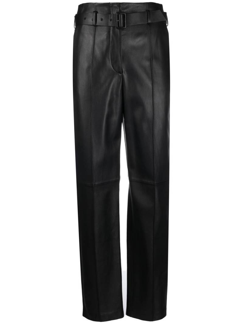 Emporio Armani high-waisted leather tapered trousers - Black von Emporio Armani