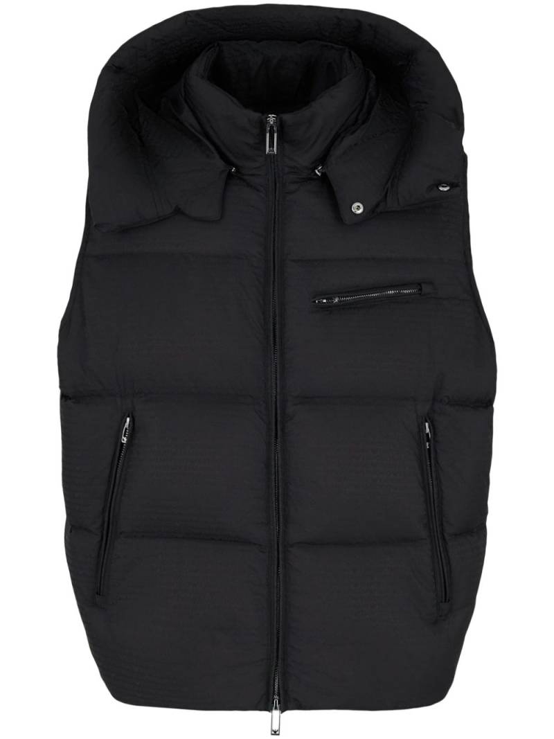 Emporio Armani hooded zip-front down vest - Black von Emporio Armani