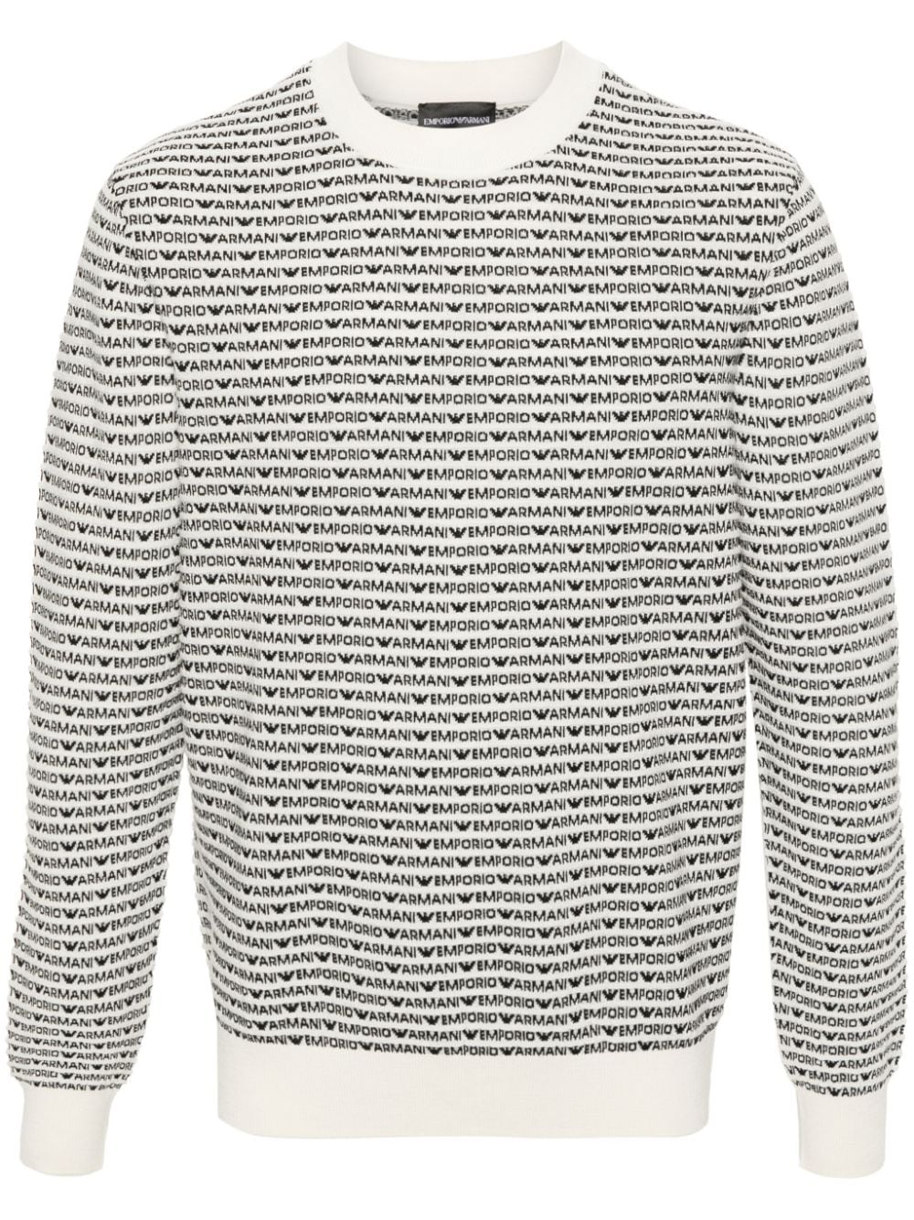 Emporio Armani intarsia-knit logo virgin wool jumper - White von Emporio Armani