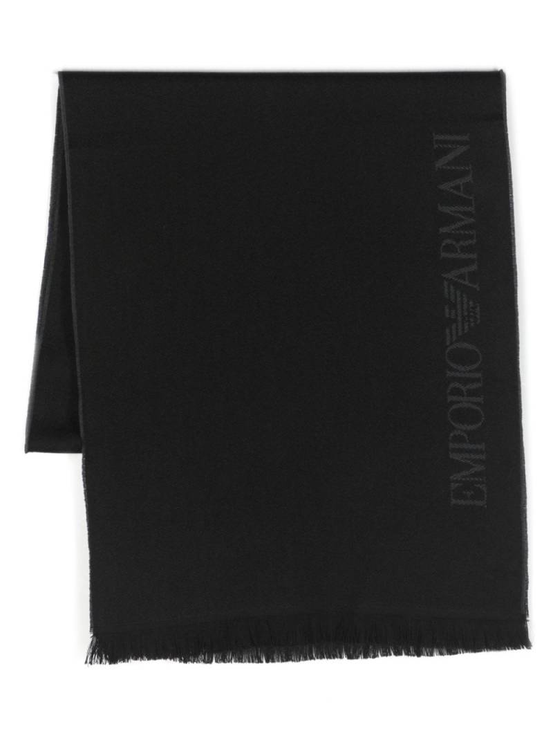 Emporio Armani intarsia-knit logo wool scarf - Black von Emporio Armani